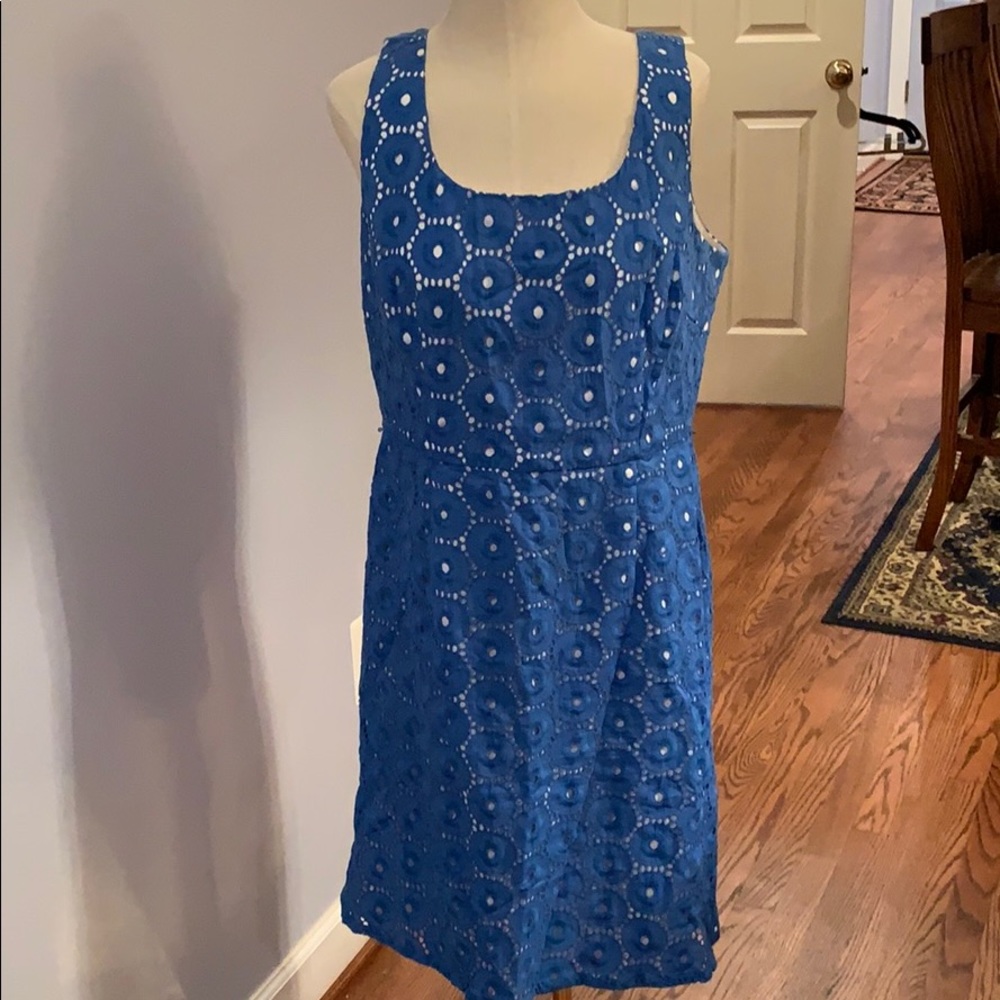 Adriana Papell blue lace eyelet dress!